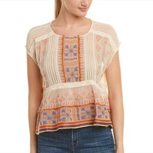 Free People | All Your Feelings | Sheer Blouse | Embroidered | XS